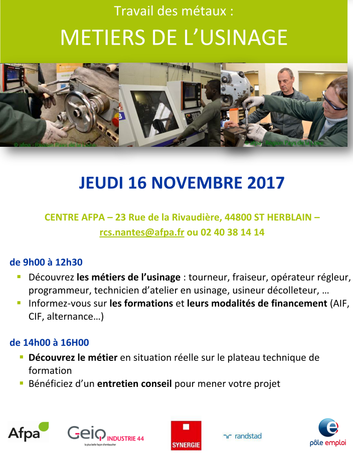 1 Jour 1 Metier Decouvrez Les Metiers De L Usinage Centre De Nantes Saint Herblain 16 11 2017 Afpa
