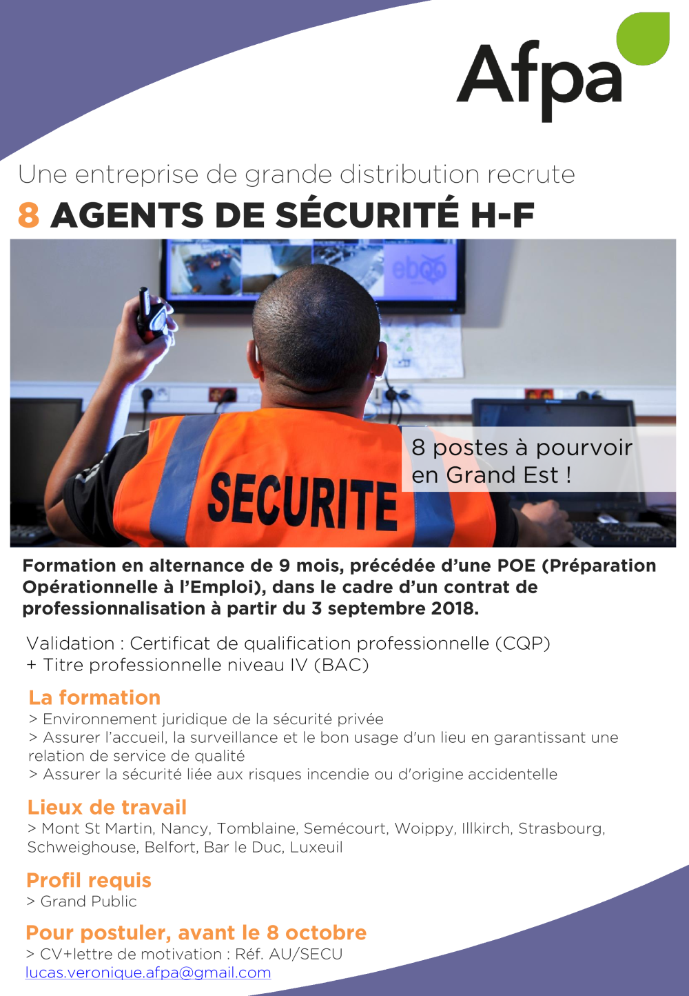 Affiche Cpro Agent De Securite Auc Veronique Lucas Afpa