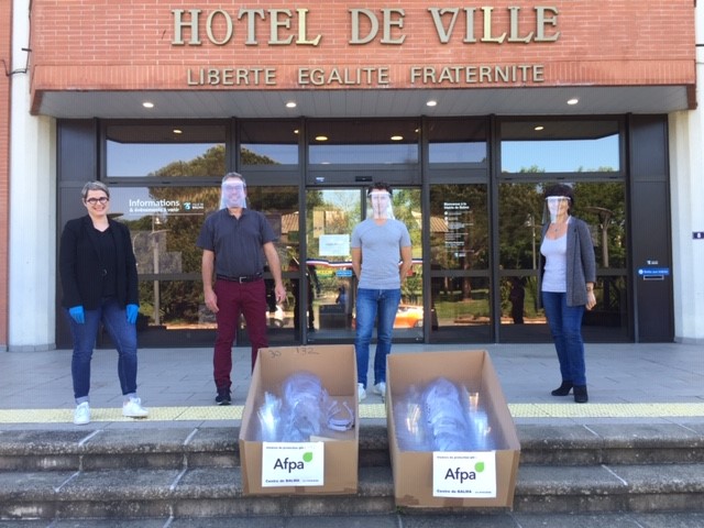 Vendredi fin d’après-midi devant l’hôtel de ville de Balma - De gauche à droite : Marie RESPAUD, Xavier GONZALEZ, Vincent TERRAIL-NOVÈS (maire de BALMA), Véronique VANTIN (Adjointe au maire, Vice-présidente du CCAS de BALMA)