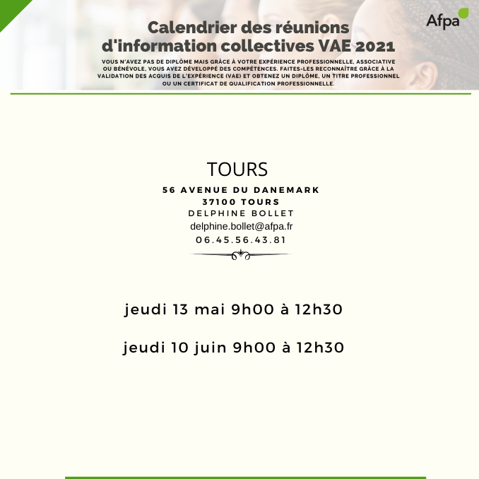 Calendrier VAE de Tours