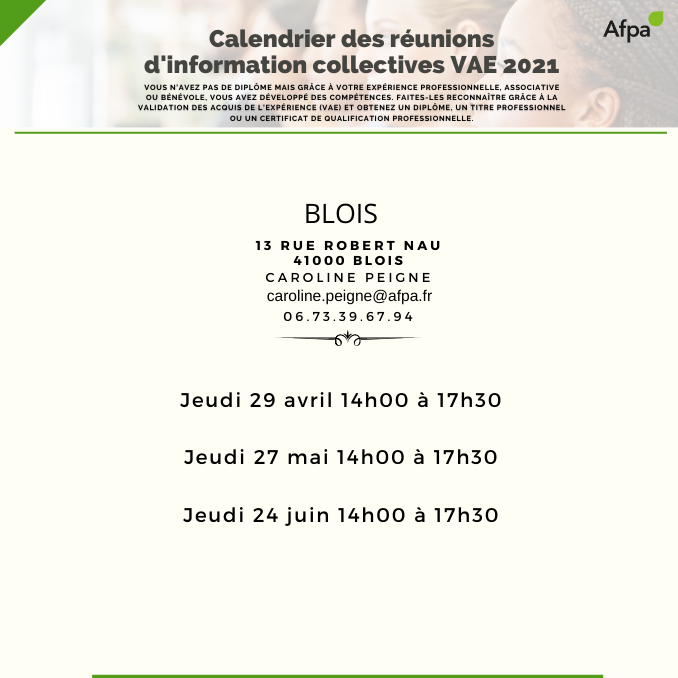 Calendrier VAE de Blois