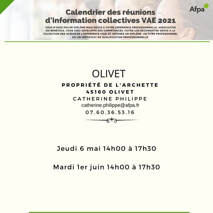 Calendrier VAE d'Olivet
