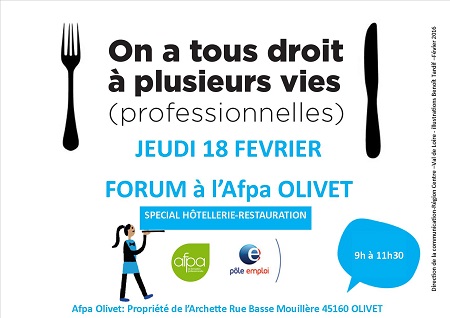 18 Février FORUM Hôtellerie Restauration à Olivet