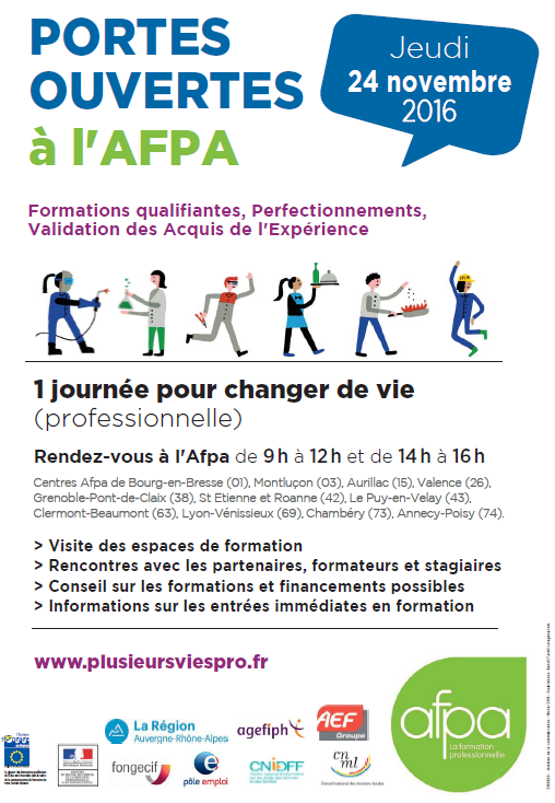 24 novembre : Journée portes ouvertes à l'Afpa en Auvergne-Rhône-Alpes !