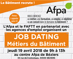 Participez au grand Job Dating bâtiment jeudi 19/04 à partir de 9h!