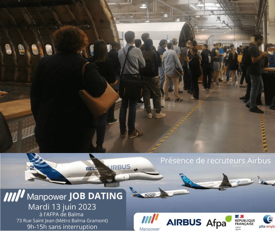 Afpa Occitanie : JOB DATING Géant organisé à l’Afpa de Toulouse-Balma avec MANPOWER et Pôle Emploi pour AIRBUS !