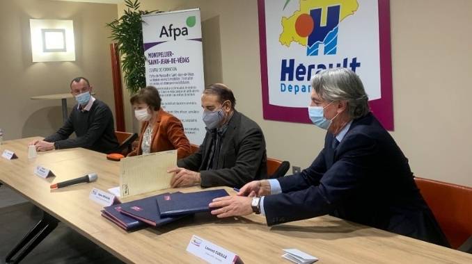 Signature d’une Convention entre le Département de l’Hérault et les centres Afpa de Montpellier Saint-Jean-De-Védas et Béziers ce jeudi 24 février 2022
