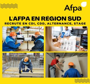 L'Afpa en Région Sud recrute en CDI, CDD des professionnels des métiers, venez partager votre expérience